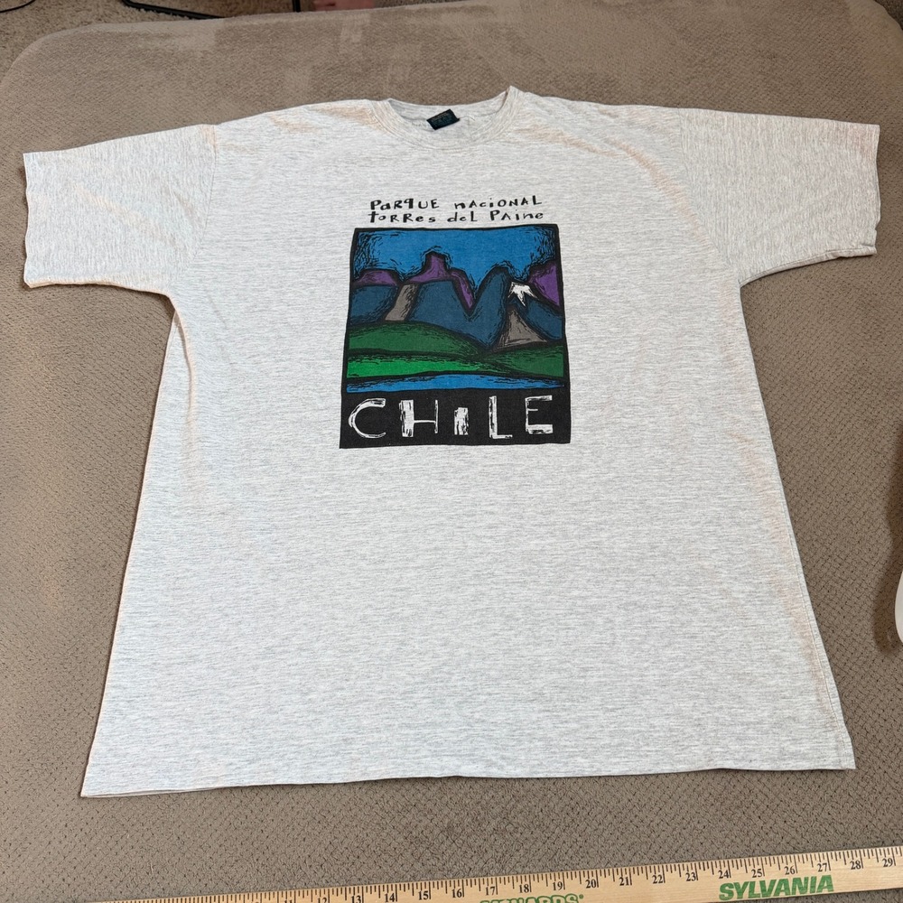Vintage 1990s Tatoo Parque Nacional Torres del Paine Chile Graphic T-Shirt XL
